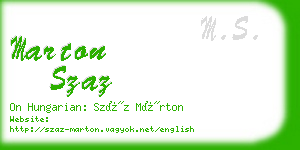 marton szaz business card